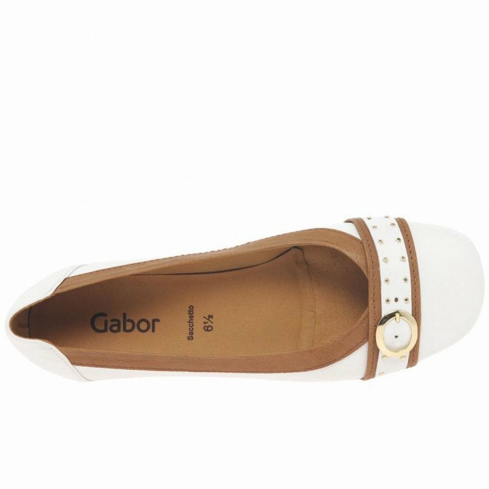 Balerini Dama Gabor Michelle Casual Stud Cu Catarama Albi Maro | RO0001974