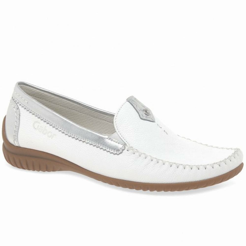 Loafers Dama Gabor California Sportive Albi Argintii | RO0001903